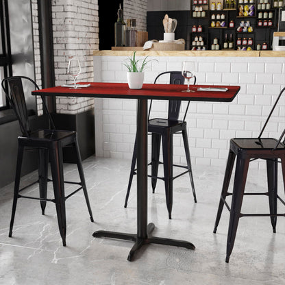 Flash Furniture Stiles 30'' x 48'' Rectangular Mahogany Laminate Table Top with 23.5'' x 29.5'' Bar Height Table Base