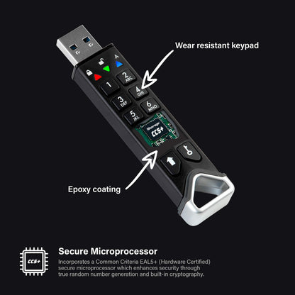 iStorage datAshur PRO2 256 GB | Secure Flash Drive | FIPS 140-2 Level 3 Certified | Password protected | Dust/Water-Resistant