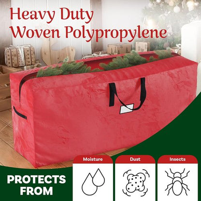 Elf Stor Christmas Tree Storage Bag - Waterproof Design for 9-Foot Artificial Trees & Holiday Decor | Red