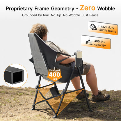 Dovov Hammock Camping Chair with Removable Footrest, 400lbs Heavy Duty Portable Swing Chair Outdoor with Adjustable Back, Foldable Camping Chair with Headrest and Cup Holder for Camping, Patio, Lawn