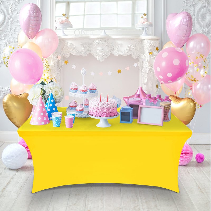 Utopia Kitchen Spandex Tablecloth 2 Pack [6FT, Yellow] Tight, Fitted, Washable and Wrinkle Resistant Stretch Table Cloth Rectangle Cover for Trade Show, Weddings & Parties [72Lx30Wx30H Inch]