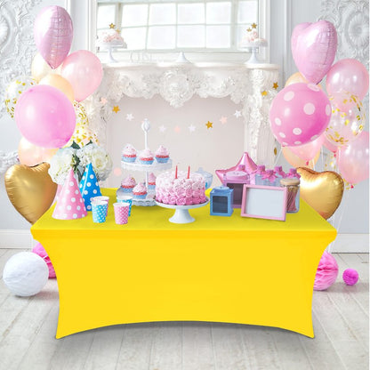 Utopia Kitchen Spandex Tablecloth 2 Pack [6FT, Yellow] Tight, Fitted, Washable and Wrinkle Resistant Stretch Table Cloth Rectangle Cover for Trade Show, Weddings & Parties [72Lx30Wx30H Inch]