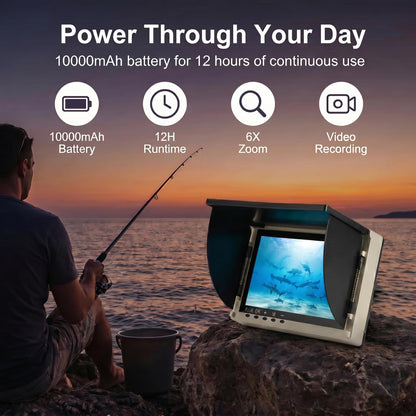 Takkicept Portable Underwater Fishing Camera Fish Finder: 6" OLED Display 1080P HD Depth Finders Waterproof Camera IP68 220° Wide-Angle Lens 12H Battery 25m Cable for Ice Fishing Kayak Boat Shore