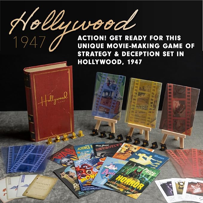 Facade Games Hollywood 1947 Board Game Deluxe Version - A Movie Making Game for Friends and Family - A Board Game of Cards Strategy and Deceit for 1-9 Players Ages 14 and Up