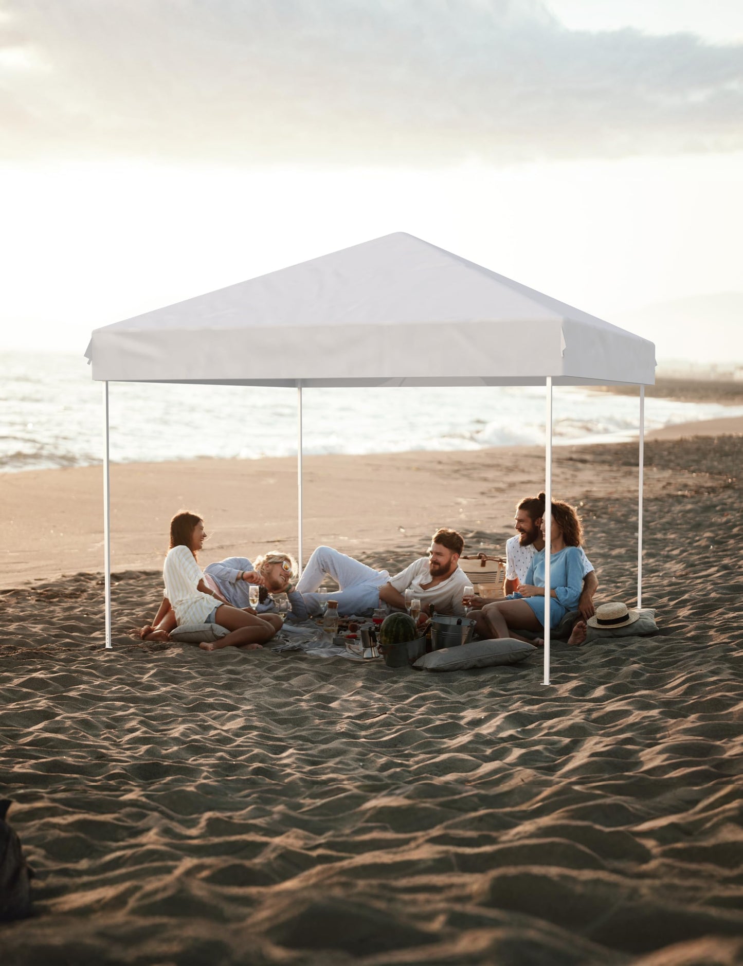 Garveelife 10x10 Pop Up Canopy Tent Outdoor Canopy with 4 Removable Sidewalls Heavy Duty Commercial Instant Tent Shelter, White