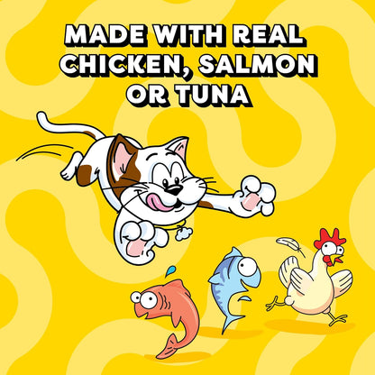 Temptations Creamy Puree Cat Treats - Lickable Chicken, Salmon & Tuna Variety Pack | 24 Tubes, 0.42 oz Each