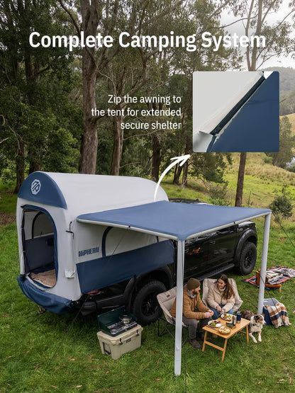 Niphean Inflatable Truck Bed Tent with Zipper-Connect Rv Awning, 3-Min Setup Camping System for 5.5–8ft Truck Tent, Waterproof PU3000mm + UV50+ Side Shade, 2+1 Person Overland Shelter