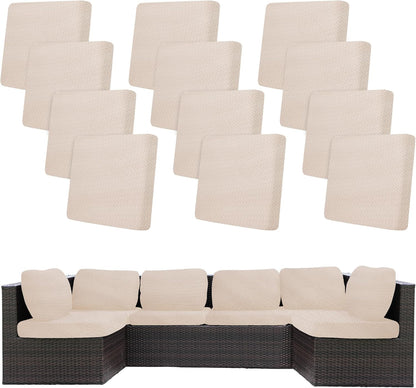 Skiennix 12-Piece Stretch Patio Cushion Covers - Washable Outdoor Sofa Slipcovers | Beige
