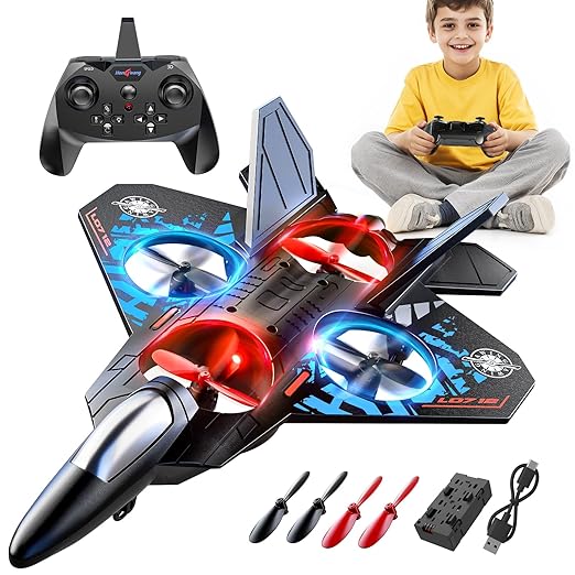 Foam Remote Control Airplane for Kids 8-12 2.4 GHz RC Plane with Colorful Lights 360° Flips &amp Stunt Roll RC Airplane Toy for Boys and Girls Ages 8-16 Boy Toy for Kids and Adults