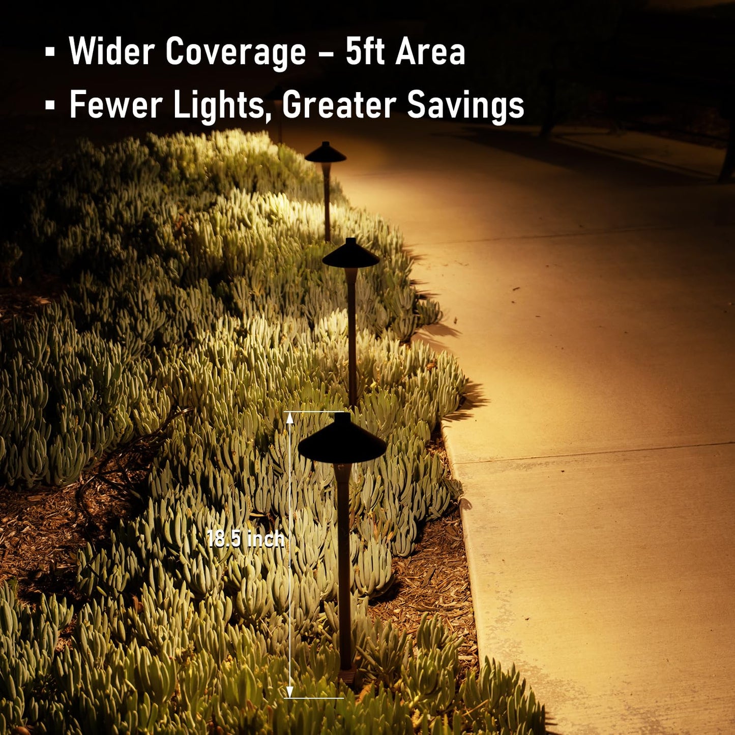 LEONLITE Update 5CCT Low Voltage Pathway Lights, LED Landscape Path Lights, 1800/2700/3000/4000/5000K, Hat Shape Head, 12-24V AC/DC, IP65 Outdoor Walkway Light, Oil Rubbed Bronze Aluminum, Pack of 6