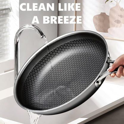 OATOFP Nonstick Frying Pan - 12 Inch Hybrid Chef Skillet with Lid | Dishwasher & Oven-Safe, PFOA Free