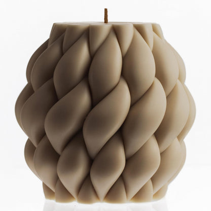 LAWA Knot Ball Candle - Large Beautiful Handmade Pillar Scented Soy Wax Elegant Bubble Aesthetic Candle Housewarming Gift Home Room Shelf Decor Idea Olive Beige