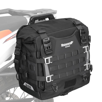 Rhinowalk Motorcycle Saddle bag Waterproof Luggage Bag 35L Quick Release with MOLLE System Fits Most Adventure and Sports Bike Motorcycle Racks (Black, 1 Pack)