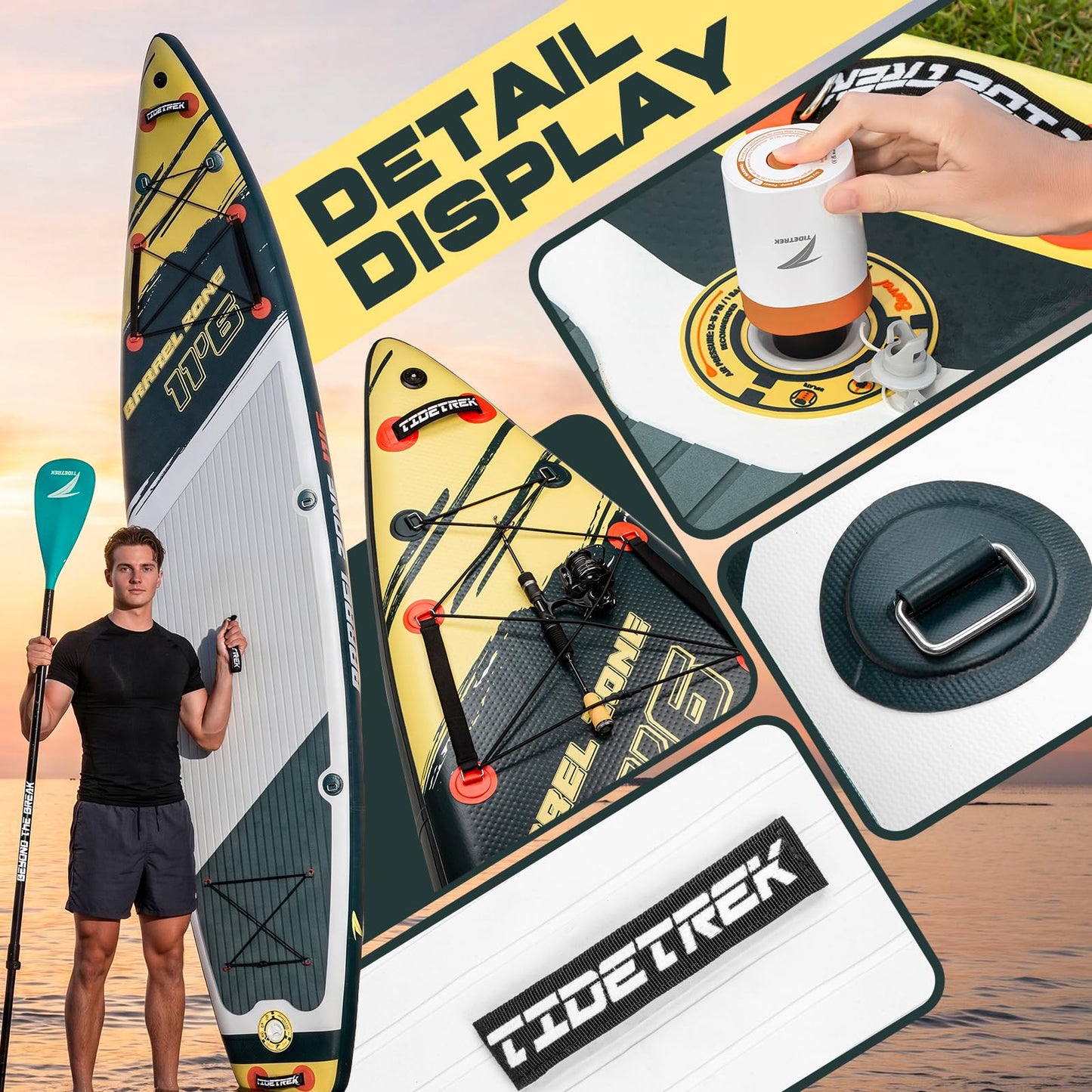 TIDETREK 11'6" Inflatable Stand Up Paddle Boards, Premium SUP Accessories, Non-Slip Comfort Deck for Youth & Adults (Royal Teal/Kayak Seat)