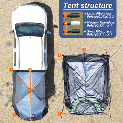 Forceatt Truck Bed Tent, Fits 5’-6.5’ , Waterproof PU2000mm Pickup 6.5 Foot Bed, Easy Setup 2 People Portable Truck Tents for Camping, Hiking, Fishing