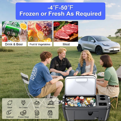 Car Refrigerator for Tesla Model Y 12V Fridge Cooler 2019-2025,21QT(20L) Car Freezer -4℉-50℉ for outdoor Travel/Camping/Home Use with Touch button control quality Compressor low Noise,Fast Cool.