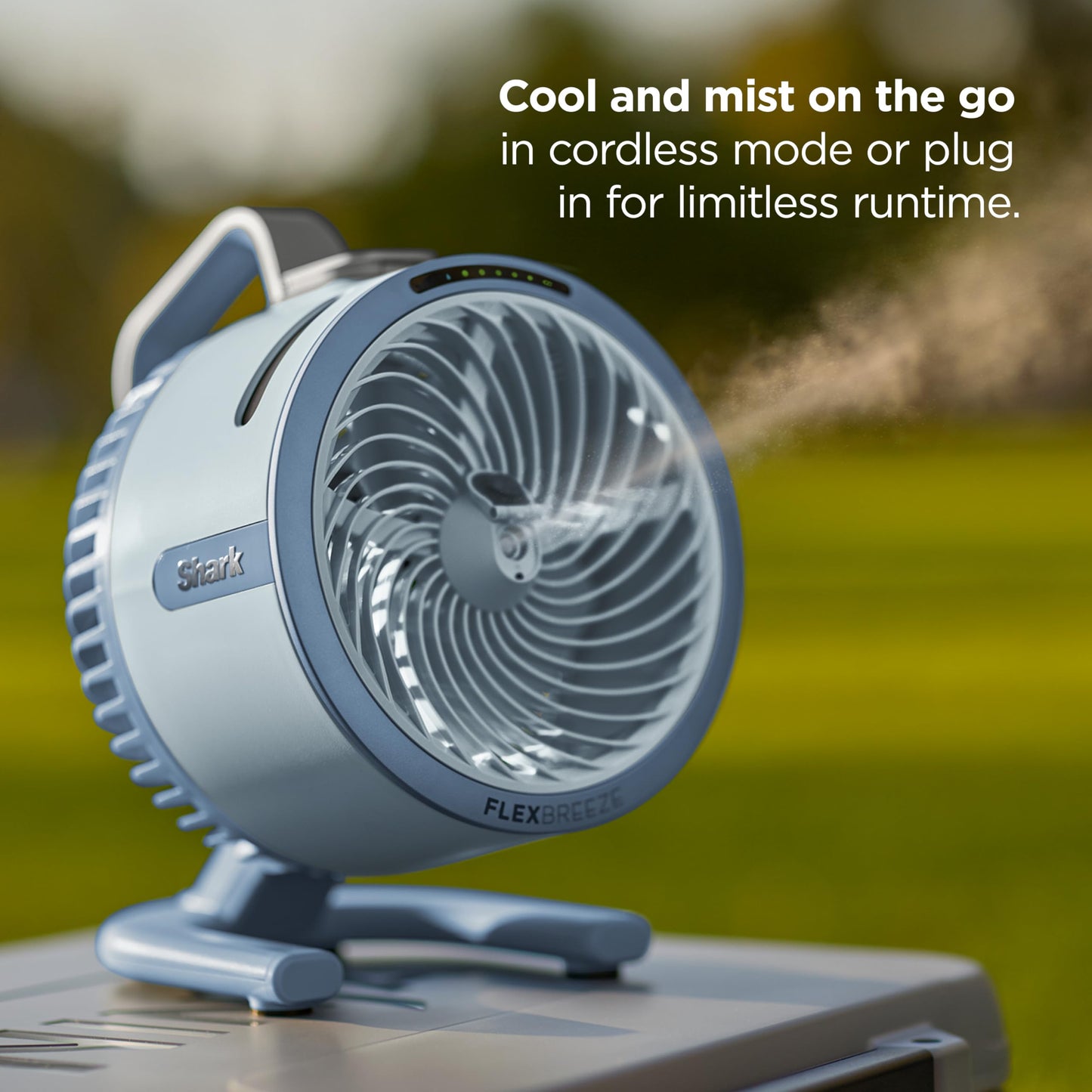 All-New Shark FlexBreeze HydroGo Pro Fan, Indoor & Outdoor Powerful Cooling Fan with Dry-Touch Mist, Portable Cordless & Corded, Long Battery Runtime, 5 Speeds, Pink Diamond, FA056PK9 (Ltd. Edition)