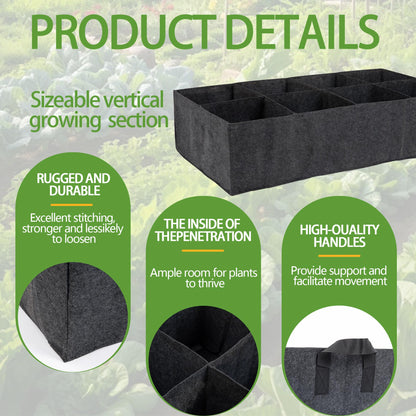 FVOTNW 1-Pack 6 Grids Fabric Grow Bags, 3x2x1ft Thickened 400G Nonwoven Fabric Raised Garden Beds with Handles - Indoor Outdoor Planters for Vegetables, Herbs, Flowers