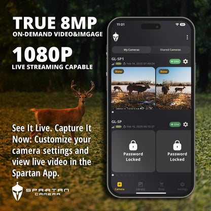 Spartan Camera 2 Pack GoLive3 Hunting Trail Camera, Live Streaming, 96° Wide Angle, Motion Activated, On-Demand FHD Photos and 1080p Videos, Built-in Lithium Battery,Blackout IR Flash,GPS,Weatherproof