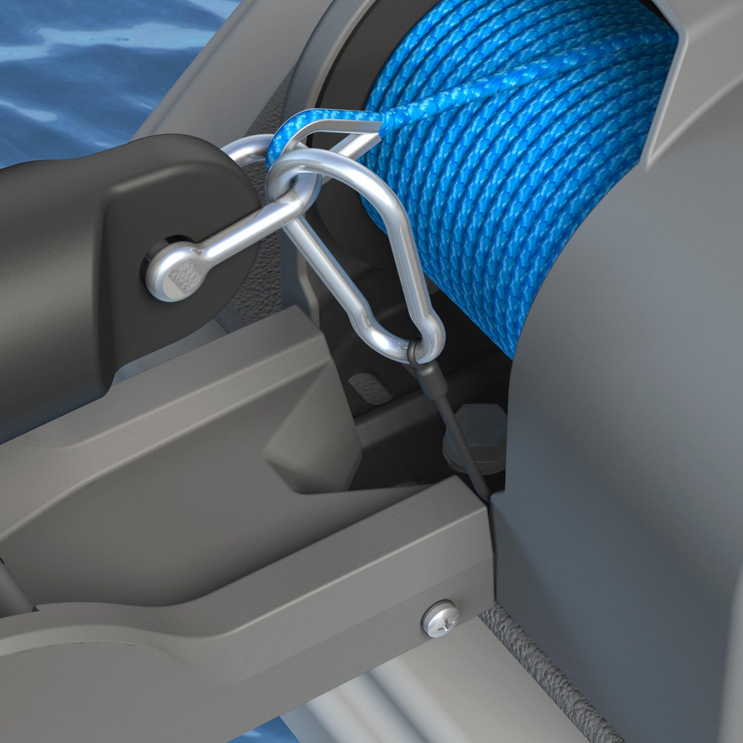 Trac Outdoors Deckboat 40 AutoDeploy-G3 Electric Anchor Winch - Anchors Up to 40 lb. - Includes 100-feet of Pre-Wound Anchor Rope with Use (69005), Gray