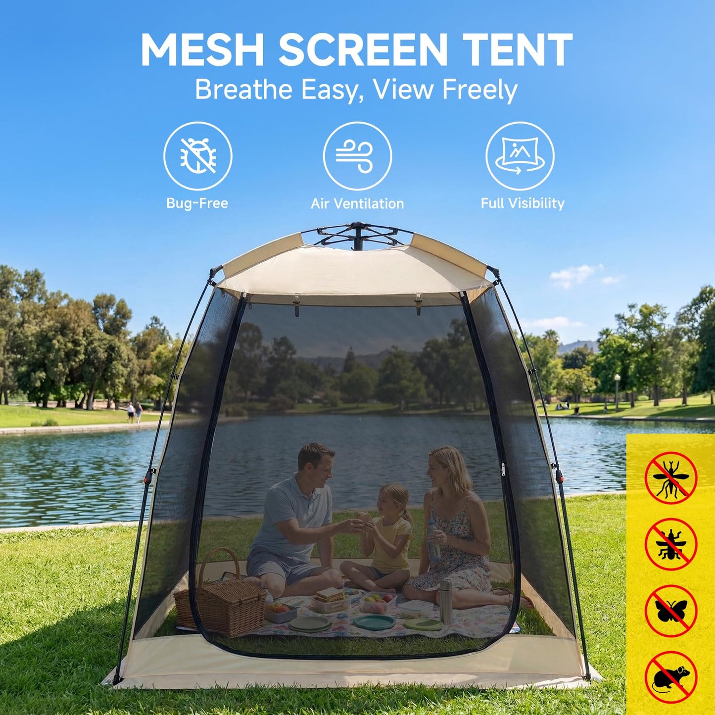 Alvantor® Screen House Gazebo, 2-4 Person Pop Up Screen Tent, Instant Screen Room with Carry Bag, Outdoor Mosquito Tent Camping, Sun Shade Shelter for Patio, Garden, Backyard, Deck 7 x 4 x 7 FT