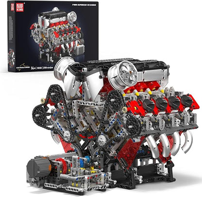 Mould King 10130 V8 Engine Model kit that Runs Build Your Own Cars Combustion Battery/Motor Blocks Sets STEM Toy Gift for Adults 14+ Teens Engineering Toys for Display Collection(2718 Pcs)