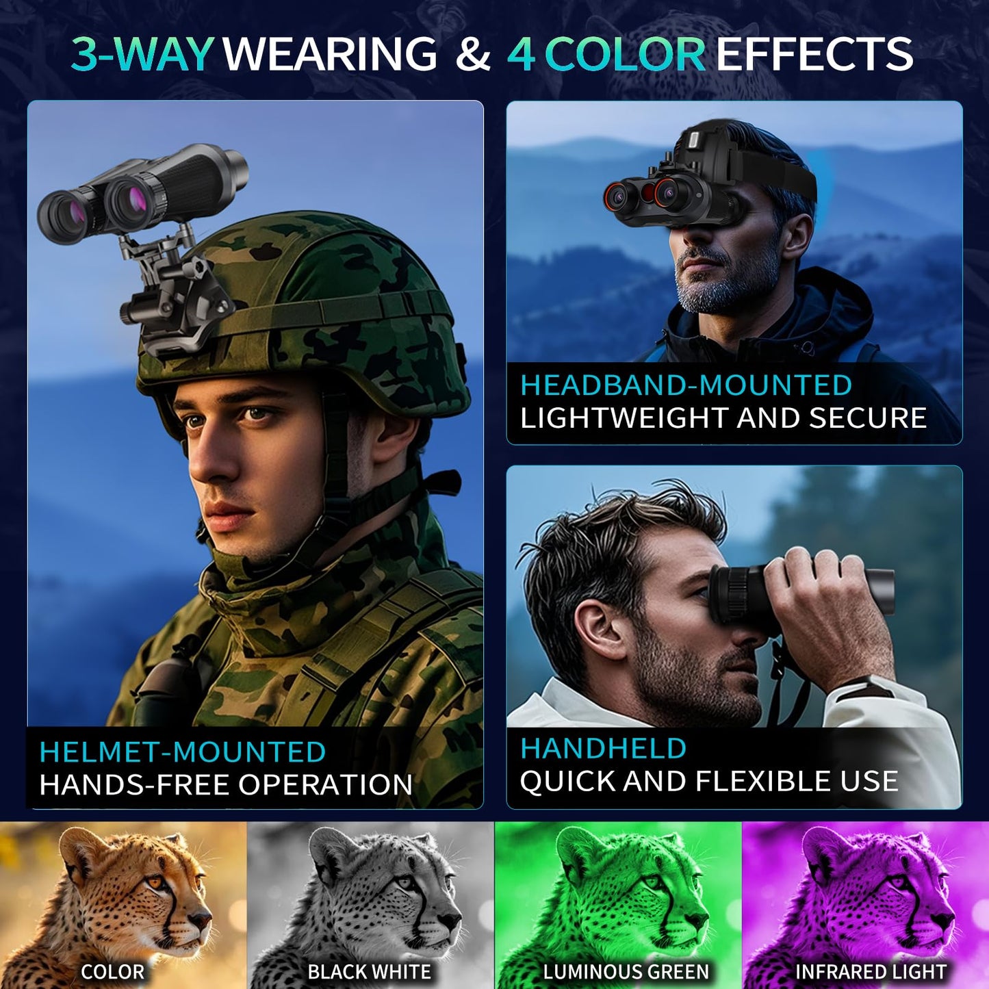 ArzzuNiu 3D-VR Night Vision Goggles - 4K Head Mounted 2296FT Digital Infrared 850nm Night Vision Binoculars for Adults Military Tactical,Camping in Complete Darkness 6X Digital Zoom Include 32GB Card