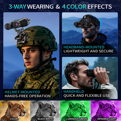 ArzzuNiu 3D-VR Night Vision Goggles - 4K Head Mounted 2296FT Digital Infrared 850nm Night Vision Binoculars for Adults Military Tactical,Camping in Complete Darkness 6X Digital Zoom Include 32GB Card