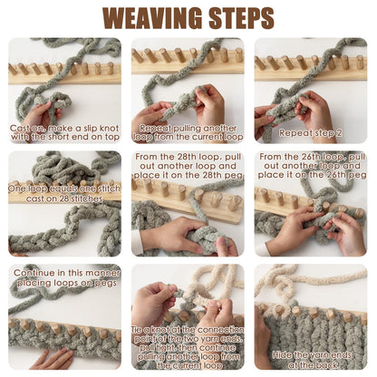 whewinhie Chunky Blanket Loom Wooden Knitting Looms, Extra Large Adjustable Foldable Design, Installation Free Chunky Blanket Making Tool 48 Inch