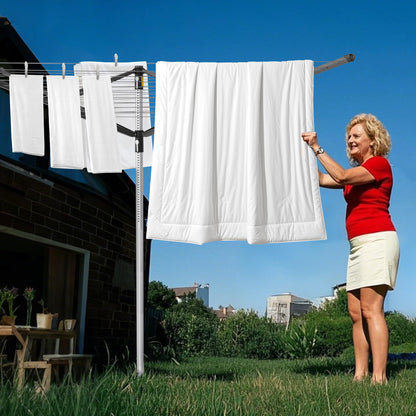 Sukkiri Homu Umbrella Drying Rack, Retractable Outdoor Drying Rack, Height Adjustable, 196 ft Long Clothesline, Holds 5 Laundry Loads, for Garden, with Ground Stake