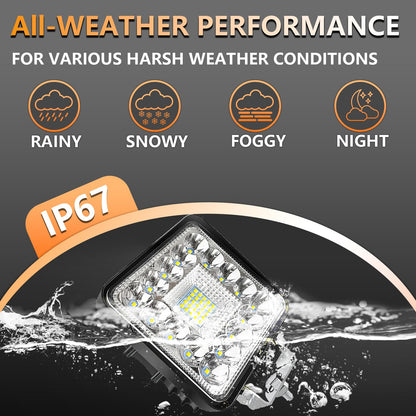 SAN YOUNG LED Light Pods, 120W 10000lm 12V 24V 4 Inch LED Work Lights for Truck Tractor ATV UTV RV Boat Pickup Golf Cart Snowblower Heavy Duty Equipment LED Off Road Driving Lights, 20 Cube