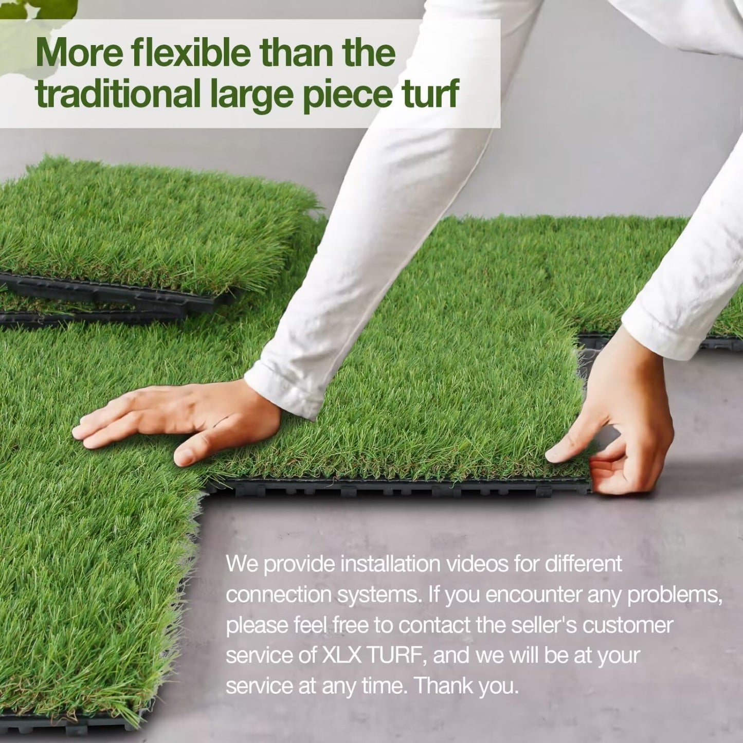 XLX TURF Interlocking Artifical Grass Tiles 18 PCS - 12"x12" Fake Grass Square for Dog Potty Kennel - Indoor Outdoor Turf Self-draining Deck Flooring Decor Balcony Patio - U Shape Buckle System
