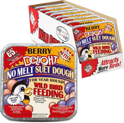 C&S Berry Delight Suet Cakes - No Melt Formula for Wild Birds | 11.75 Ounces, Pack of 8