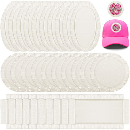 30 Pieces Sublimation Patches 3 Shapes Fabric Iron on Blank Patches Sublimation Blank for DIY Crafts Hat Caps Clothes Shoes Bags Backpacks Uniforms(Beige)