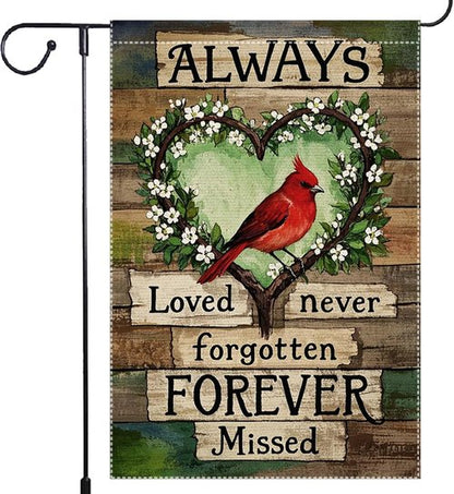 God Bless America Cardinal Garden Flag - Double-Sided 12x18 Inch Burlap Decor for Spring & Memorial Day