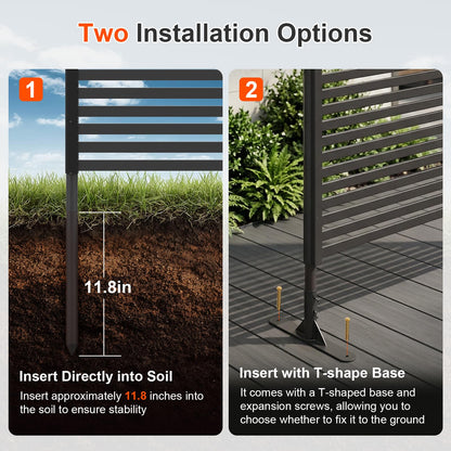 70.87" H x 47.24" W Outdoor Privacy Screens, Metal Fence Privacy Screen, Freestanding Decorative Privacy Screen with Base Feet for Patio Balcony Garden Backyard