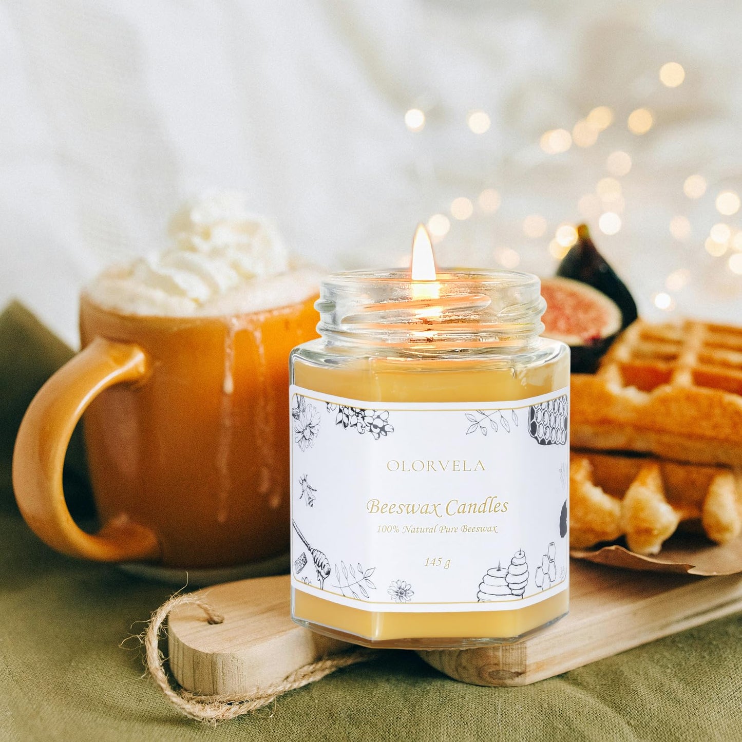 Olorvela Jar Beeswax Candles-100% Natural Pure Beeswax Candles,5oz Unscented Beeswa Candle,Up to 30 Hours Burn Time, Bees Wax Candles for Decor,Party,Christmas 1 Pack