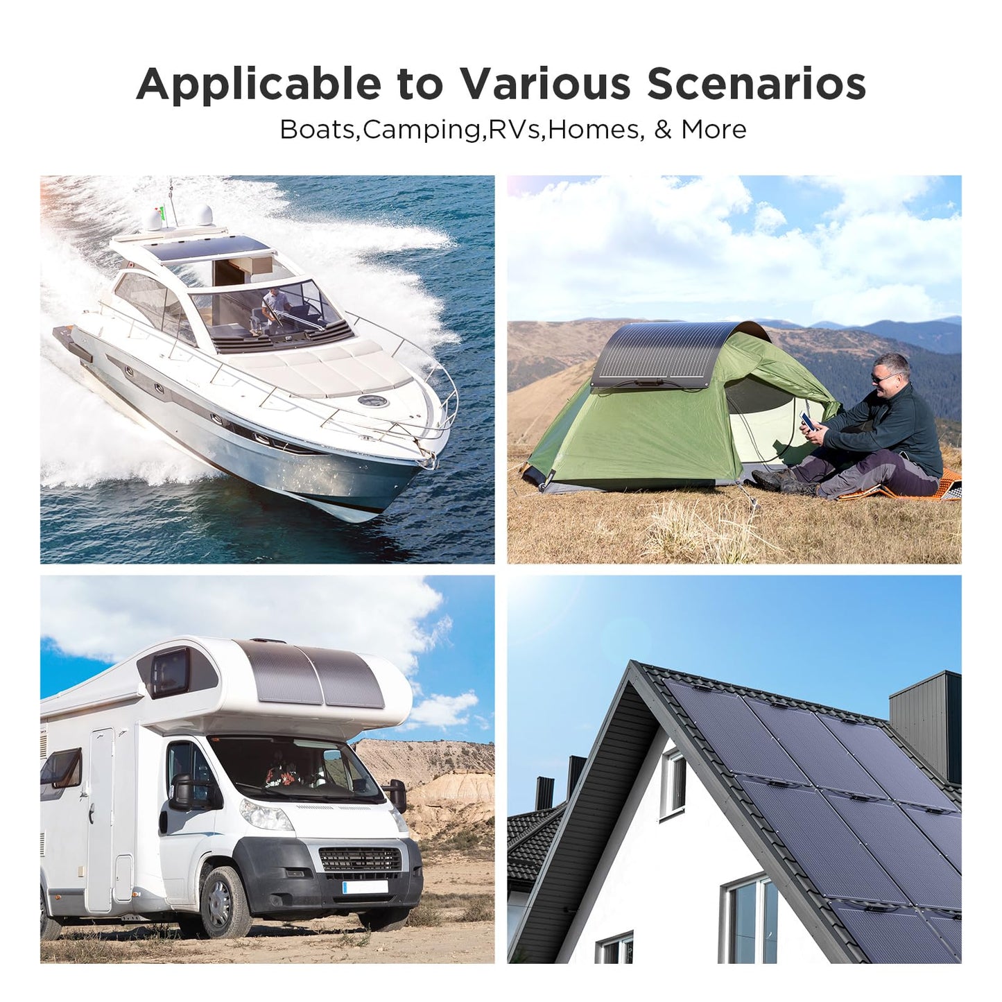 Callsun 200W Flexible Solar Panel Kit (2x100W), All-Black Stealth Edition, High-Performance ETFE Monocrystalline Modules, 12V/24V System for RV, Motorhome, Boat, Van, Camper
