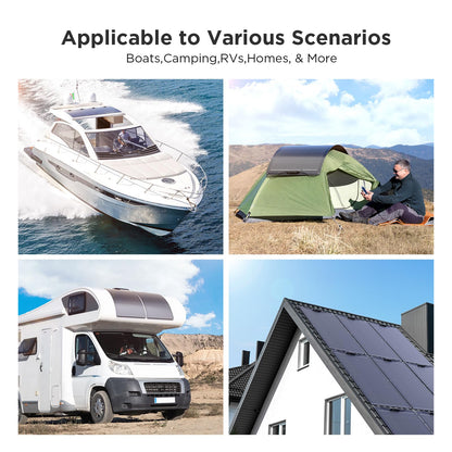 Callsun 200W Flexible Solar Panel Kit (2x100W), All-Black Stealth Edition, High-Performance ETFE Monocrystalline Modules, 12V/24V System for RV, Motorhome, Boat, Van, Camper