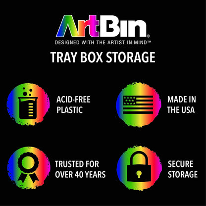ArtBin 6918AB Twin Top 17 inch Supply Box, Portable Art & Craft Supply Organizer with Handle, [1] Plastic Storage Case, Black
