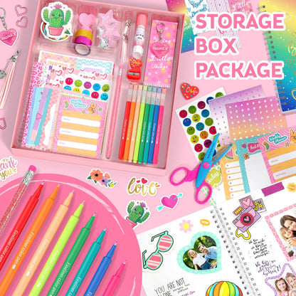 Axirata 2-Pack DIY Journal Kit for Girls, Journal Set for Tween & Teen Girl 6-8-14 Year Old, Scrapbook & Diary Supplies Toy Set, Art & Crafts Stationery Kit Birthday Christmas Ideal Gift for Girls