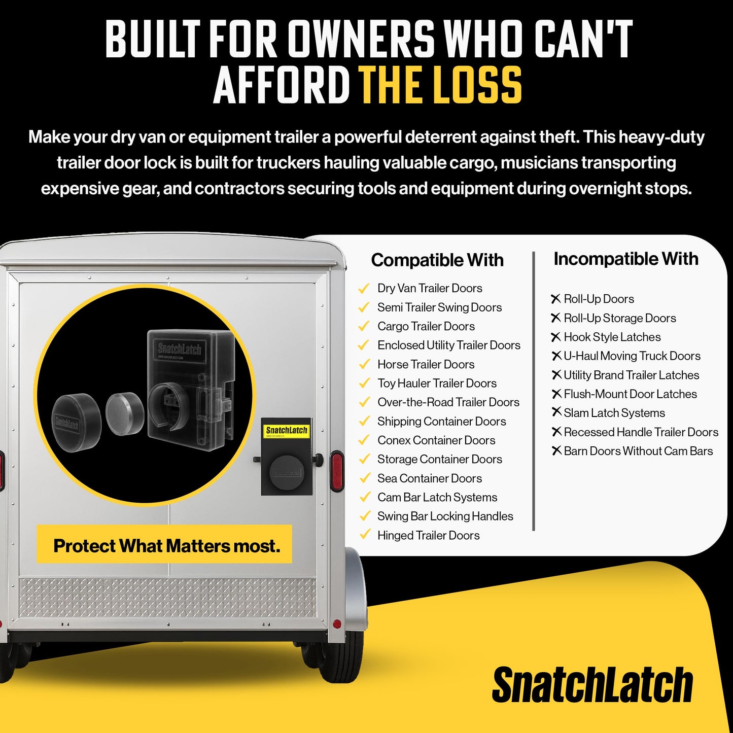 SnatchLatch Seal Guard Heavy Duty Trailer Lock – Hardened Steel Shroud for Dry Van Cam Bar Latches – Protects Trucking Security Seals from Tampering & Theft – Fits 18-Wheeler & Cargo Trailer Doors