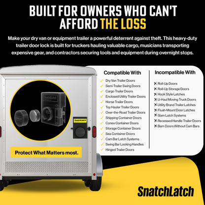 SnatchLatch Seal Guard Heavy Duty Trailer Lock – Hardened Steel Shroud for Dry Van Cam Bar Latches – Protects Trucking Security Seals from Tampering & Theft – Fits 18-Wheeler & Cargo Trailer Doors