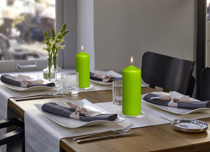 BOLSIUS 10 Lime Green Pillar Candles - 2.25 x 6 Inches - Premium European Quality - Individually Wrapped - 42 Burn Hours - Dripless Smokeless Unscented Dinner, Wedding, Party, & Home Decor Candles