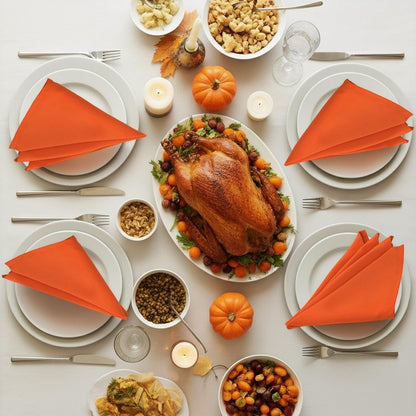 Utopia Home [24 Pack, Orange] Cloth Napkins 18x18 Inches, 100% Polyester Hemmed Edges, Washable and Reusable Ideal for Parties, Weddings and Dinners