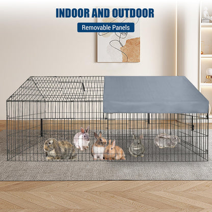 GarveeHome Large Metal Chicken Coop,86" L x 40" W Portable Chicken Run with Waterproof Cover, Chicken Coop Run, Outdoor Backyard Farm Poultry Fence Pet Playpen for Rabbit, Duck, Chinchillas