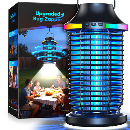 Rechargeable Bug Zapper Outdoor, 4200V Powerful Electric Mosquito Zapper 5-in-1 Portable & Wireless Bug Zapper Outdoor Cordless with 5000mAh Battery, Outdoor Waterproof Fly Zapper for Patio Camping