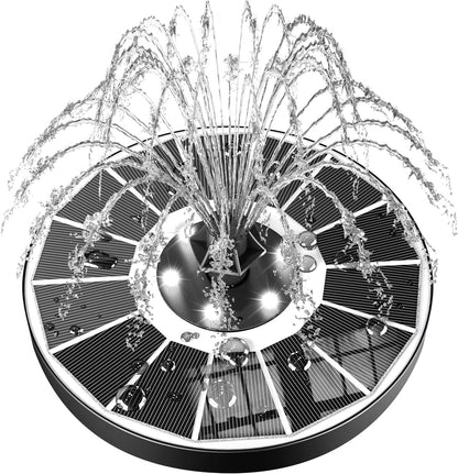 SZMP Solar Fountain - Upgraded 100% Glass Panel, 3.5W Floating Water Pump with 2000mAh Battery | 7 Nozzles for Garden & Pond