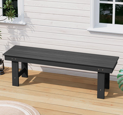 SERWALL 2-Person Outdoor Bench Backless, HDPE Outdoor Benches Weatherproof, 660 Lbs Weight Capacity, Poly Lumber Patio Furniture for Garden, Porch and Park, Black