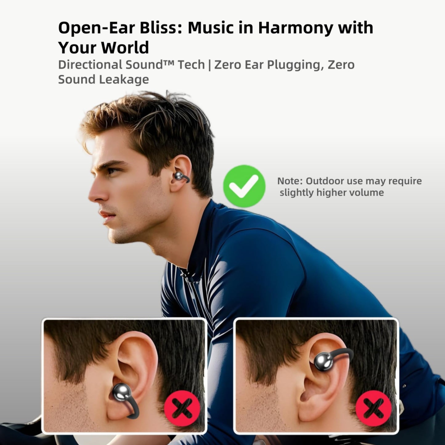 Clip On Earbuds Touch Screen,Wireless Open Ear Headphones with Bluetooth 6.0，50h Battery Life，Lightweight Comfort Sport Earbuds Built-in Mic IPX7 Waterproof Earphones for Running Fitness,black